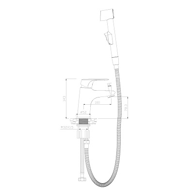 Однорычажный смеситель OLIVES Evora 33120EV для умывальника с гигиеническим душем, товар из каталога Смесители - компания Вест картинка 2