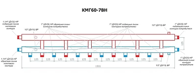Коллектор модульного типа горизонтальный КМГ60-7ВН RISPA, товар из каталога Коллекторные и насосно-смесительные группы - компания Вест картинка 2