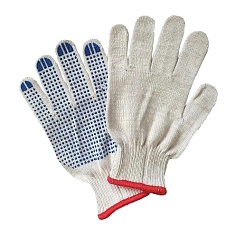 Перчатки ХБ белые с ПВХ Точка 6 нитей 10 класс - компания Вест