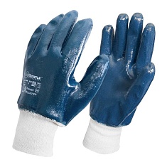Перчатки трикотажные X/Б Маслобензостойкие двойной нитриловый облив синие манжет XL 7004404 - компания Вест
